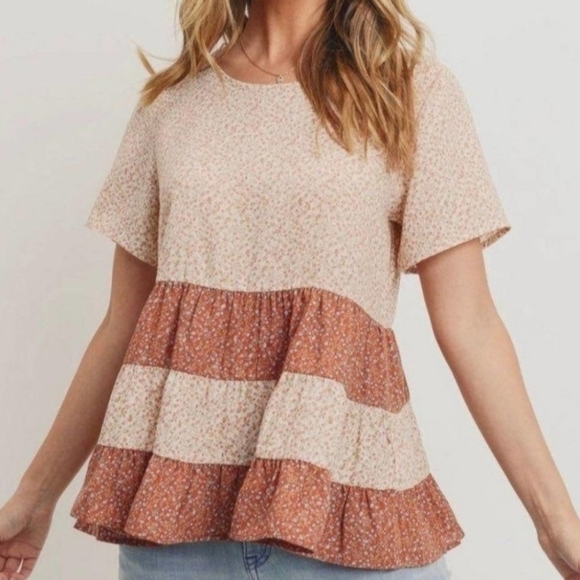 PAPER CRANE LADIES BOHO SHORT SLEEVE BLOUSE - Picture 1 of 6